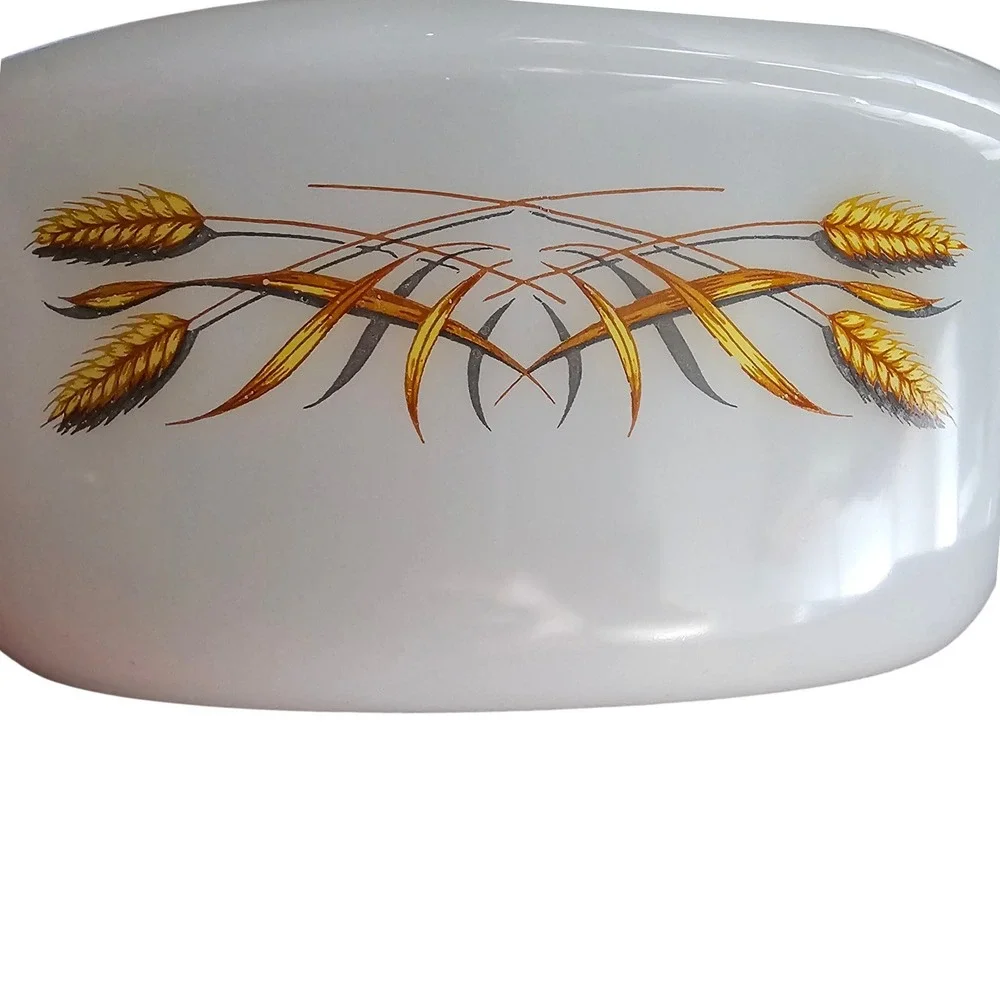 Fire-King Anchor Hocking Wheat Milk Glass Casserole Dish 1.5 Qt Vintage 447 USA
